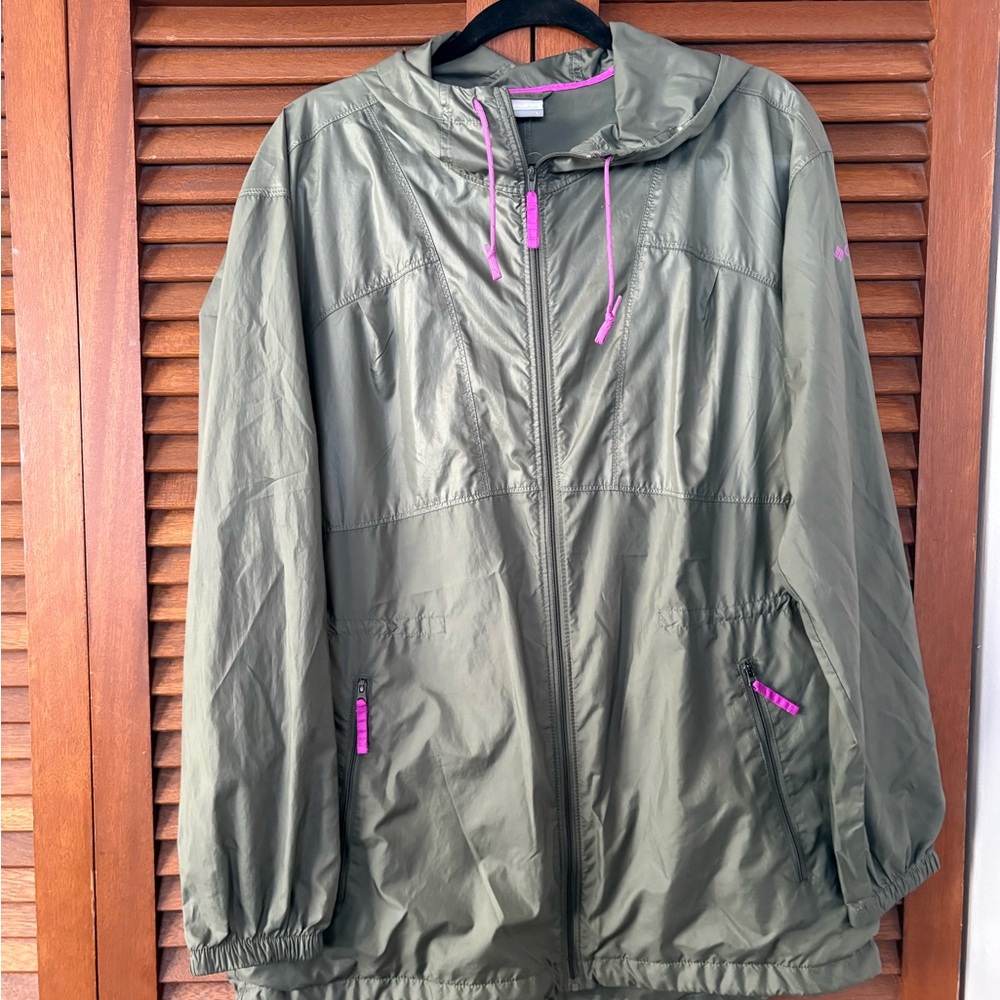 Columbia Olive Utility Jacket with Pink Details
